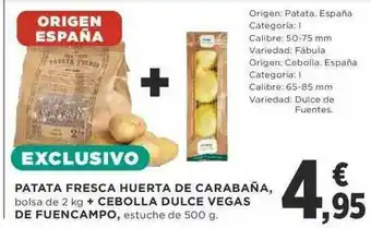 Supercor Patata Fresca Huerta De Carabaña + Cebolla Dulce Vegas De Fuencampo oferta