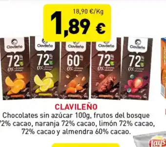 Hiperber CLAVILEÑO Chocolates sin azúcar frutos del bosque oferta