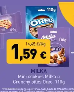 Hiperber MILKA Mini cookies Milka o Crunchy bites Oreo oferta