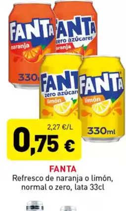 Hiperber FANTA Refresco de naranja o limón, normal o zero, lata oferta