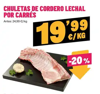 AhorraMas Chuletas de cordero lechal por carrés oferta