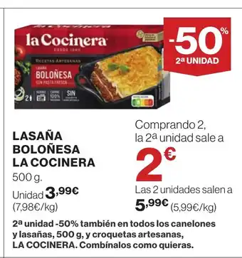 Supercor LA COCINERA Lasaña boloñesa oferta