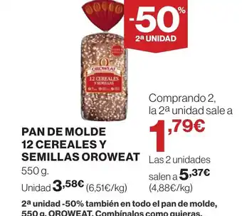 Supercor Pan de molde 12 cereales y oferta