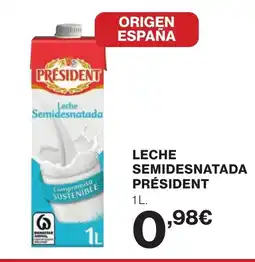 Supercor PRÉSIDENT Leche semidesnatada oferta