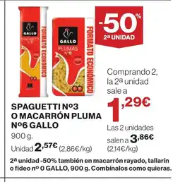 Supercor GALLO Spaguetti nº3 o macarrón pluma nº6 oferta