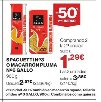 Supercor GALLO Spaguetti nº3 o macarrón pluma nº6 oferta