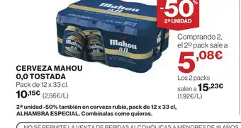 Supercor Cerveza mahou 0,0 tostada oferta