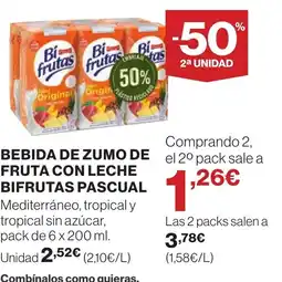 Supercor Bebida de zumo de fruta con leche bifrutas pascual oferta