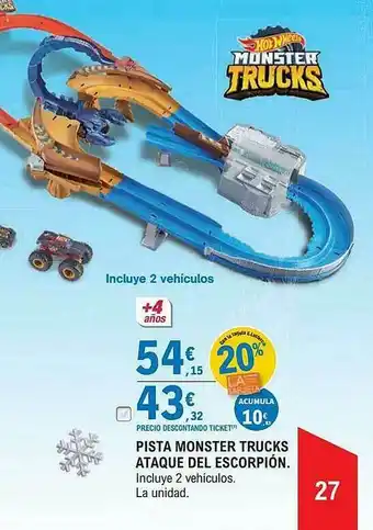 E.Leclerc Pista Monster Trucks Ataque Del Escorpión Monster Trucks Hotwheels oferta