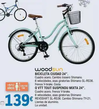 E.Leclerc Woodsun Bicicleta Ciudad 24 oferta