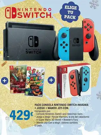 E.Leclerc Pack Consola Nitendo Switch Insignia + Juego + Mando Joy-con oferta