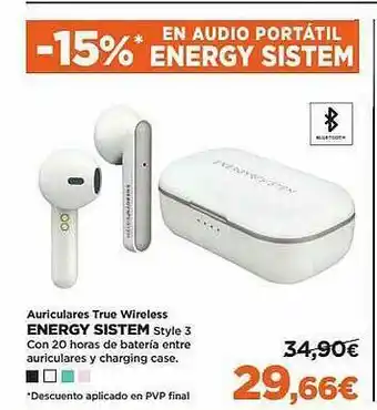 El Corte Inglés Auriculares True Wireless Energy Sistem Style 3 oferta