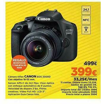 El Corte Inglés Cámara Réflex Canon Eos 2000d oferta