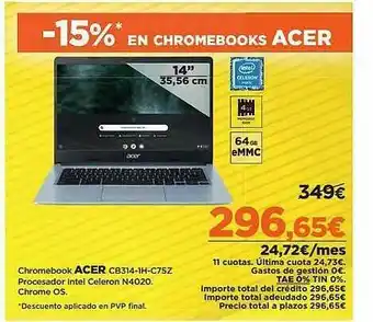 El Corte Inglés Chromebook Acer Cb314-1h-c75z oferta