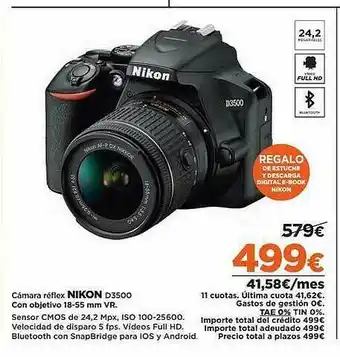 El Corte Inglés Cámara Réflex Nikon D3500 oferta