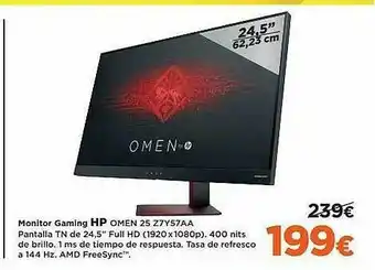El Corte Inglés Monitor Gaming Hp Omen 25 Z7y57aa oferta