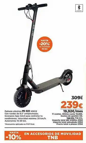 El Corte Inglés Patinete Eléctricoi Mi Go Xmiv2 oferta