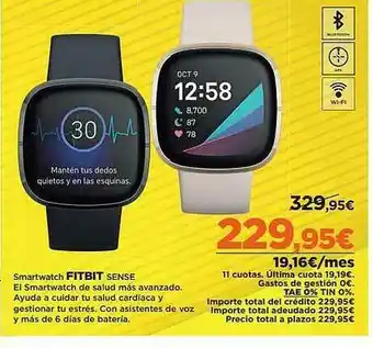El Corte Inglés Smartwatch Fitbit Sense oferta