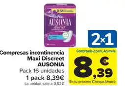 Carrefour Market AUSONIA Compresas incontinencia Maxi Discreet oferta