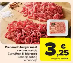 Carrefour Market Preparado burger meat vacuno - cerdo oferta