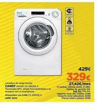 El Corte Inglés Lavadora De Carga Frontal Candy Smart Cs 1282de-s oferta