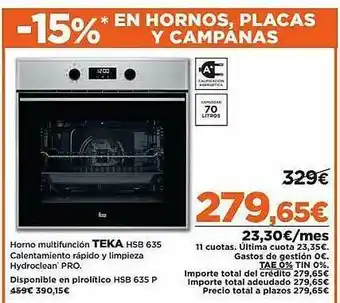 El Corte Inglés Horno Multifunción Teka Hsb 635 oferta