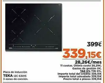 El Corte Inglés Placa De Inducción Teka Izc 63015 oferta