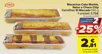 Carrefour Market CARREFOUR EL MERCADO Bizcochos Cake Marble, Natur o Choco Chip oferta