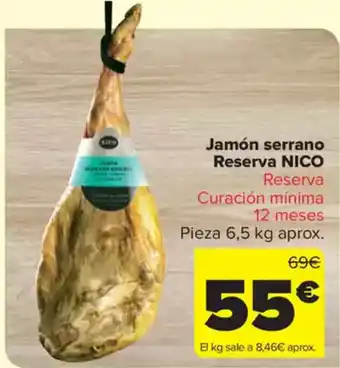 Carrefour Market NICO Jamón serrano Reserva oferta