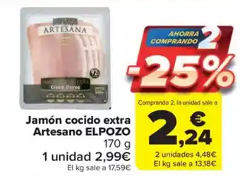 Carrefour Market ELPOZO Jamón cocido extra Artesano oferta