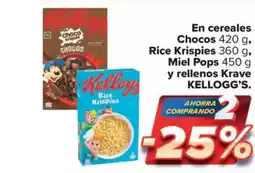 Carrefour Market KELLOGG'S. En cereales Chocos Rice Krispies Miel Pops y rellenos Krave oferta