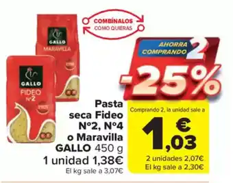 Carrefour Market GALLO Pasta seca Fideo N°2, N°4 o Maravilla oferta