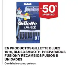 Supercor En productos gillette blue2 15+5, blue3 smooth, preparados fusion y recambios fusion 8 unidades oferta