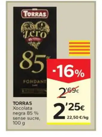 Caprabo TORRAS Xocolata negra 85 % sense sucre oferta