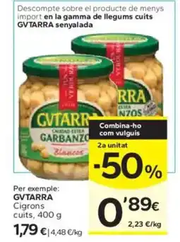 Caprabo GVTARRA Cigrons cuits oferta