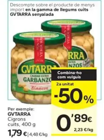 Caprabo GVTARRA Cigrons cuits oferta