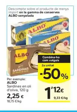 Caprabo ALBO Sardines en oli d'oliva oferta