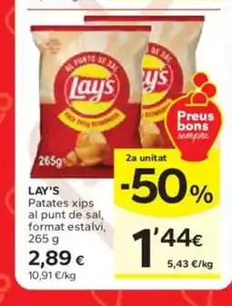 Caprabo LAY'S Patates xips al punt de sal, format estalvi oferta