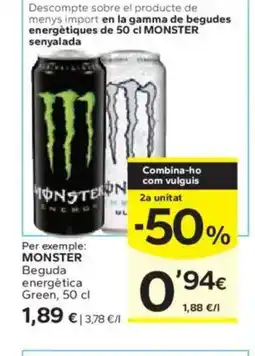 Caprabo MONSTER Beguda energètica Green oferta