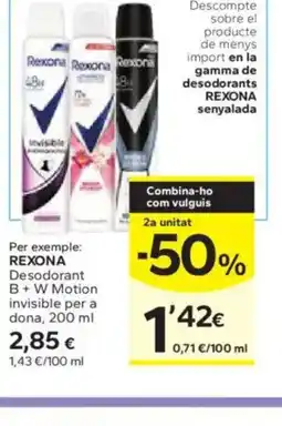 Caprabo REXONA Desodorant B+W Motion invisible per a dona oferta