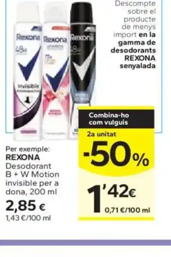 Caprabo REXONA Desodorant B+W Motion invisible per a dona oferta