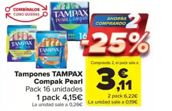 Carrefour Market TAMPAX Tampones Compak Pearl oferta