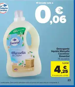 Carrefour Market Detergente líquido Marsella Carrefour Essential 75 lavados oferta