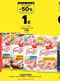 BM Supermercados CAMPOFRÍO Jamón o pavo finissimas variedades oferta