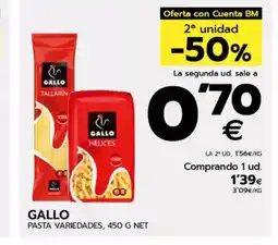 BM Supermercados GALLO Pasta variedades oferta