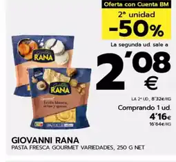 BM Supermercados GIOVANNI RANA Pasta fresca gourmet variedades oferta