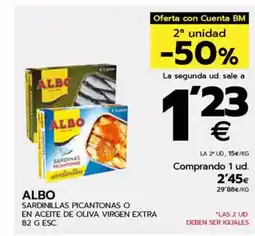 BM Supermercados ALBO Sardinillas picantonas o en aceite de oliva virgen extra oferta