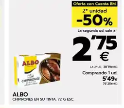 BM Supermercados ALBO Chipirones en su tinta oferta