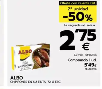 BM Supermercados ALBO Chipirones en su tinta oferta