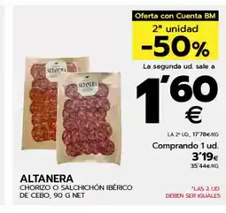 BM Supermercados ALTANERA Chorizo o salchichón ibérico oferta